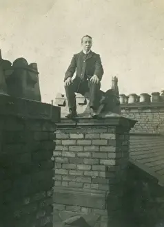 Atop Prints: Man Atop Chimney, Newcastle-upon-Tyne, Northumberland