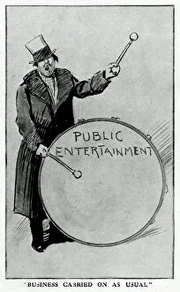 Advertise Collection: Man banging a drum to advertise public entertainment