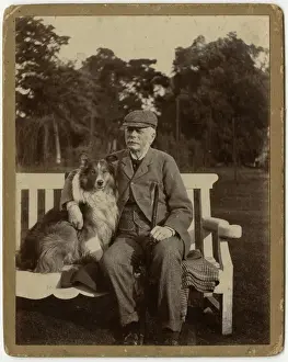 Sheepdog Prints: Man on a bench with his sheepdog