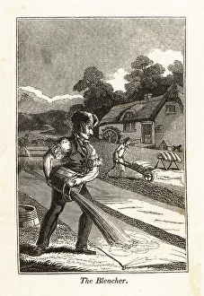 Workplace Prints: Man bleaching cotton on a bleachfield