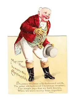 Man bowing on a cutout Christmas card