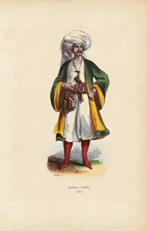 19thcentury Prints: Man from Bukhara, Uzbekistan, in turban, cloak