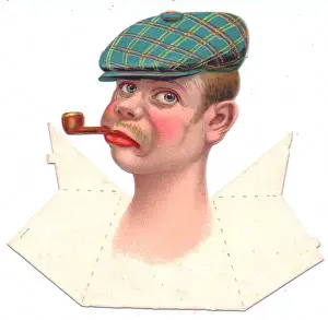 Glum Prints: Man in a cap on a place card