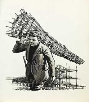 Images Dated 21st December 2011: Man carrying an eel trap