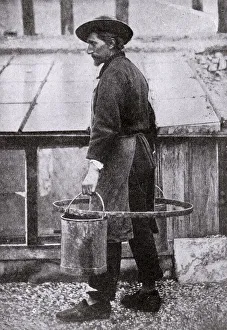Images Dated 28th August 2018: Man carrying water in buckets, France