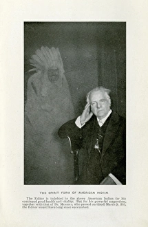 Man on chair with spirit in background