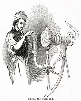 Man checking pipes at a distillery, south-west London