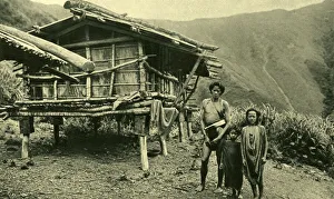 Images Dated 23rd August 2018: Man and two children of an indigenous tribe, Formosa