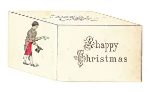 Tailcoat Prints: Man delivering a letter on a box-shaped Christmas card