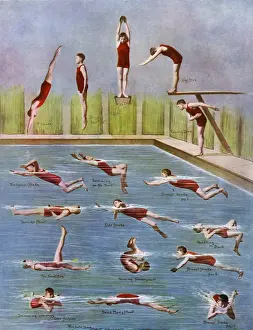 Man diving and swimming