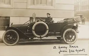 Convertible Prints: Man driving veteran car
