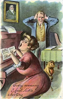 Sings Collection: Man at the end of his tether with piano-playing singing wife