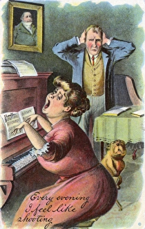 Man at the end of his tether with piano-playing singing wife Man at the end of his tether with piano-playing singing wife