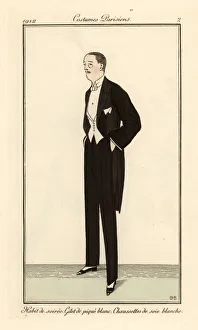 Velours Prints: Man in evening suit with white waistcoat and silk gaiters