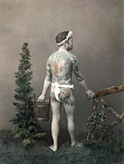 Images Dated 14th October 2015: Man with extensive tattoos, Japan, circa 1890