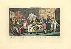 Regency Collection: Man falling off a broken chair at a dinner party