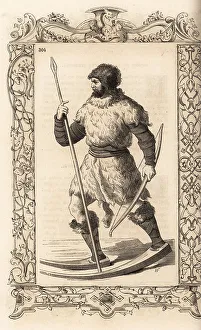 Gerard Seguin Prints: Man of the Fenni people or Screrefennae (skiing Finns)
