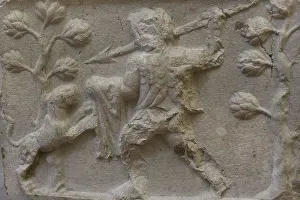 Augusta Prints: Man fighting a panther. Relief. 2nd century AD