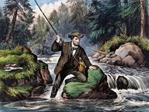 A man fishing in a river