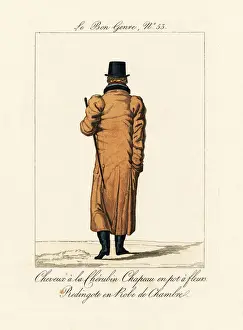 Fleurs Prints: Man in flowerpot hat, cherub hairstle and long ridingcoat