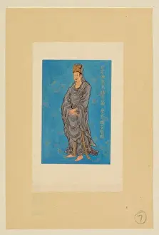 Man, full-length, standing, facing left, wearing ornate hat