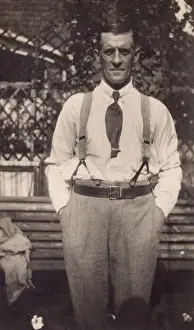 Braces Prints: Man in garden in shirtsleeves