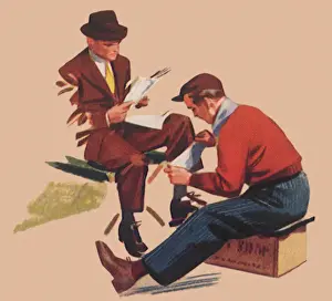 Shine Prints: Man Gets Shoe Shine Date: 1941