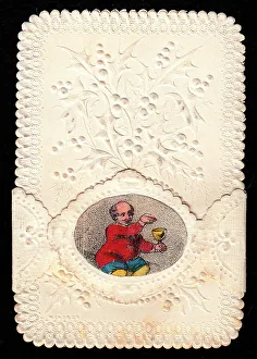 Man with glass of wine on a Christmas card
