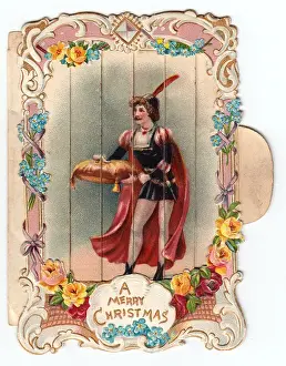 Man in historical costume on a Christmas card