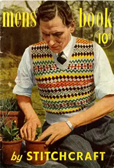 Woollen Prints: Man in knitted waistcoat by Stitchcraft