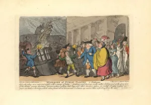 Searching Gallery: Man and ladies searching for a carriage in a crowd