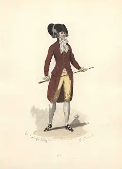 Directoire Prints: Man in large black bicorn hat, white cravat