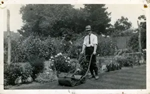 Lawnmower Prints: Man with Lawnmower