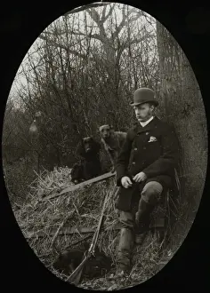 Ridge Prints: Man leaning against a tree with rifle