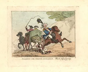 Images Dated 24th March 2019: Man losing control of his mount while passing a carriage