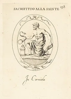 A man making a sacrfice to the Greek gods of health