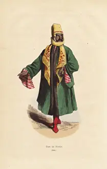 19thcentury Prints: Man from Mardin, Turkey, in embroidered scarf, cape, boots