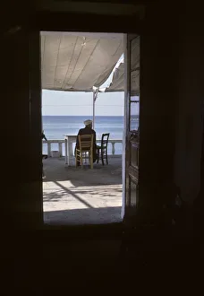 Relax Gallery: Man in Mediterranean cafe, Thassos