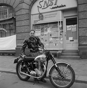 Motor Cycle Gallery: Man with motorbike
