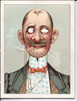 Man with moustache on a movable greetings card