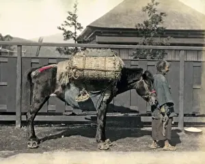 Burden Prints: Man with pack horse, Japan