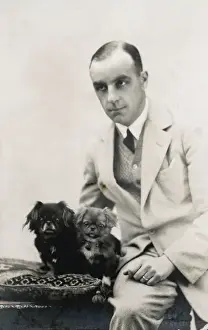 Pekingese Prints: Man with Pekingese / C1920
