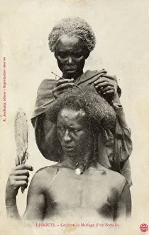 Djibouti Gallery: Man prepares his hair ready for his wedding day - Djibouti