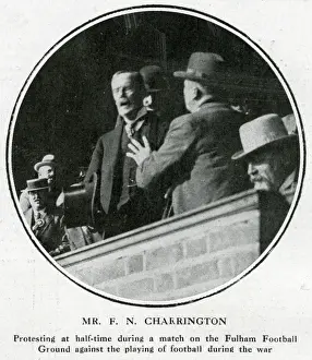 Paid Prints: Man protesting against playing of football during WW1