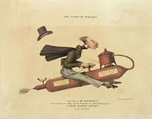 1828 Collection: Man riding on a steam rocket