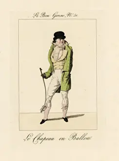 Man with round bowler hat and whip