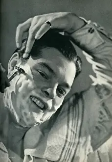 Razor Prints: Man shaving
