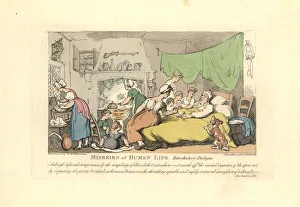 Images Dated 24th March 2019: Man in his sick bed surrounded by doting wife, children
