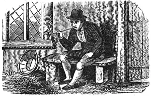 Man smoking a clay pipe, c. 1800