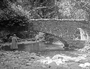 Images Dated 4th March 2015: Man standing by a stream near a bridge